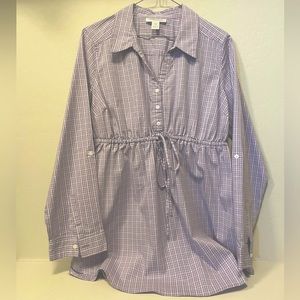 Motherhood Maternity Purple Plaid Long Sleeve Top - L